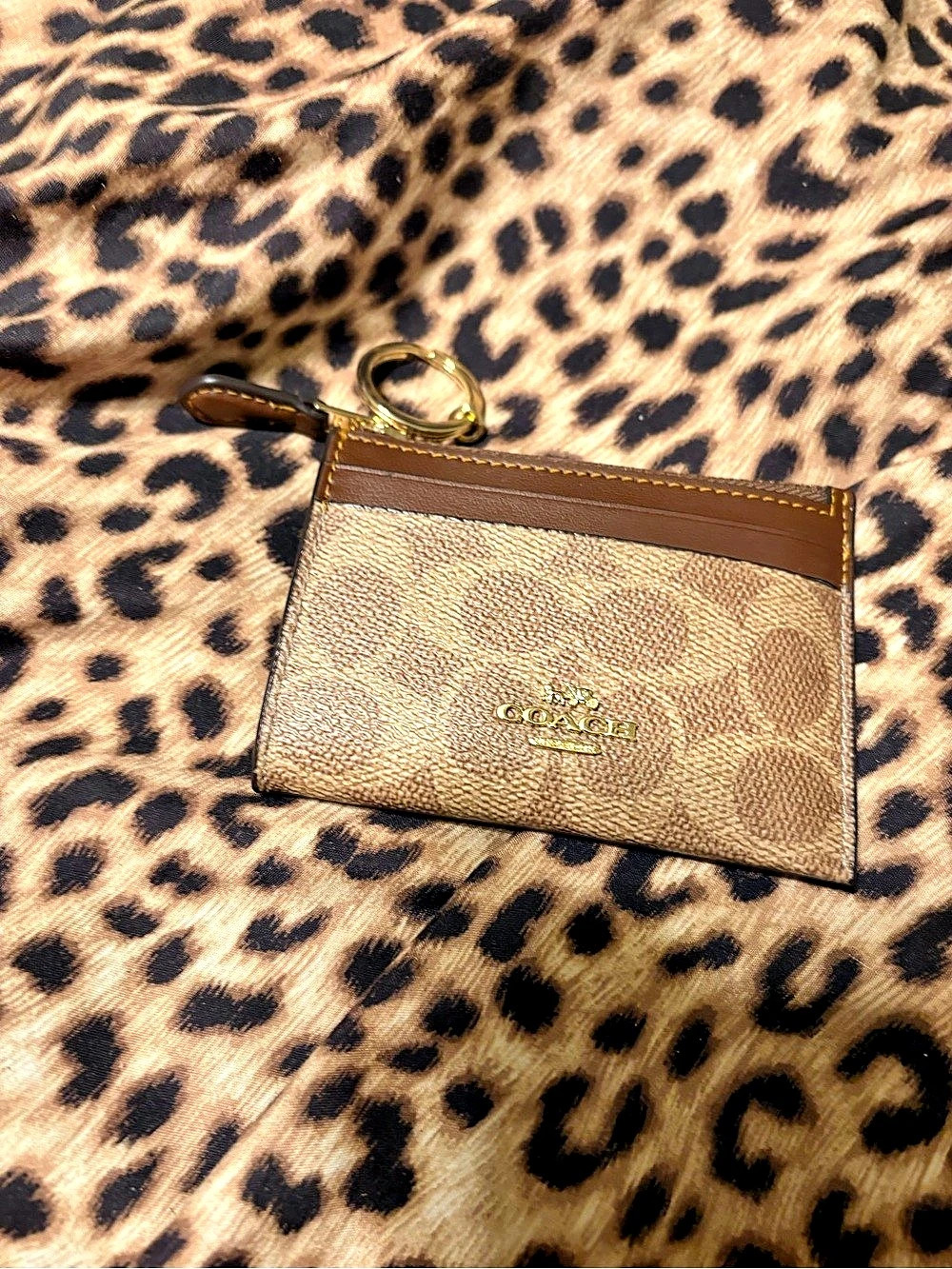 Coach Mini Skinny ID Case In Signature Canvas Brown